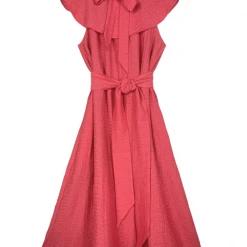 BURU Pink Label Ruffle Collar Midi Dress - Coral