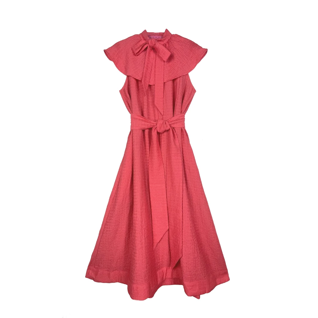 BURU Pink Label Ruffle Collar Midi Dress - Coral 20 BURU Pink Label Ruffle Collar Midi Dress - Coral