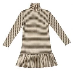 BURU White Label Clothing Side Zip Turtleneck Dress MINI - Ivory Stripe