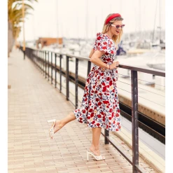 BURU White Label Clothing Shawl Dress MIDI - RWB Floral