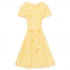 BURU White Label Shawl Dress MIDI - Yellow Gingham Clothing
