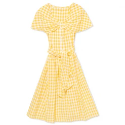 BURU White Label Shawl Dress MIDI - Yellow Gingham Clothing