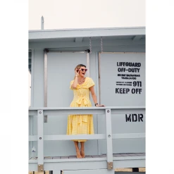 BURU White Label Shawl Dress MIDI - Yellow Gingham Clothing 27 BURU White Label Shawl Dress MIDI - Yellow Gingham Clothing