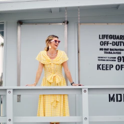 BURU White Label Shawl Dress MIDI - Yellow Gingham Clothing