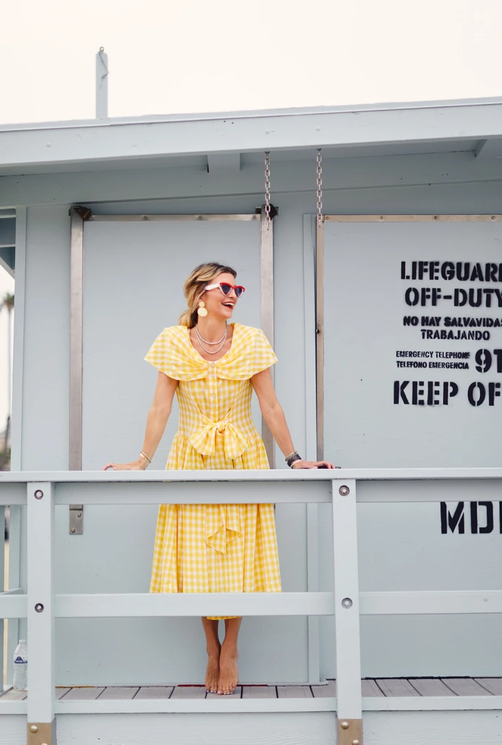 BURU White Label Shawl Dress MIDI - Yellow Gingham Clothing 4 BURU White Label Shawl Dress MIDI - Yellow Gingham Clothing