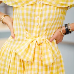 BURU White Label Shawl Dress MIDI - Yellow Gingham Clothing 18 BURU White Label Shawl Dress MIDI - Yellow Gingham Clothing