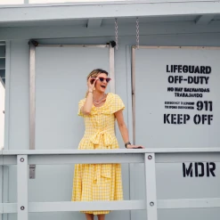 BURU White Label Shawl Dress MIDI - Yellow Gingham Clothing 20 BURU White Label Shawl Dress MIDI - Yellow Gingham Clothing