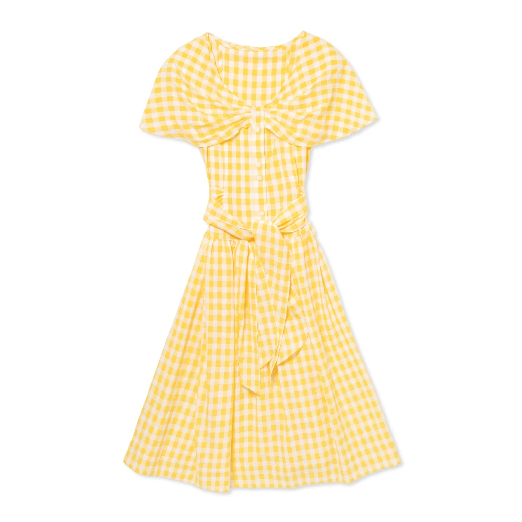 BURU White Label Shawl Dress MIDI - Yellow Gingham Clothing 13 BURU White Label Shawl Dress MIDI - Yellow Gingham Clothing