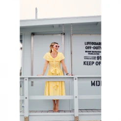 BURU White Label Shawl Dress MIDI - Yellow Gingham Clothing 23 BURU White Label Shawl Dress MIDI - Yellow Gingham Clothing