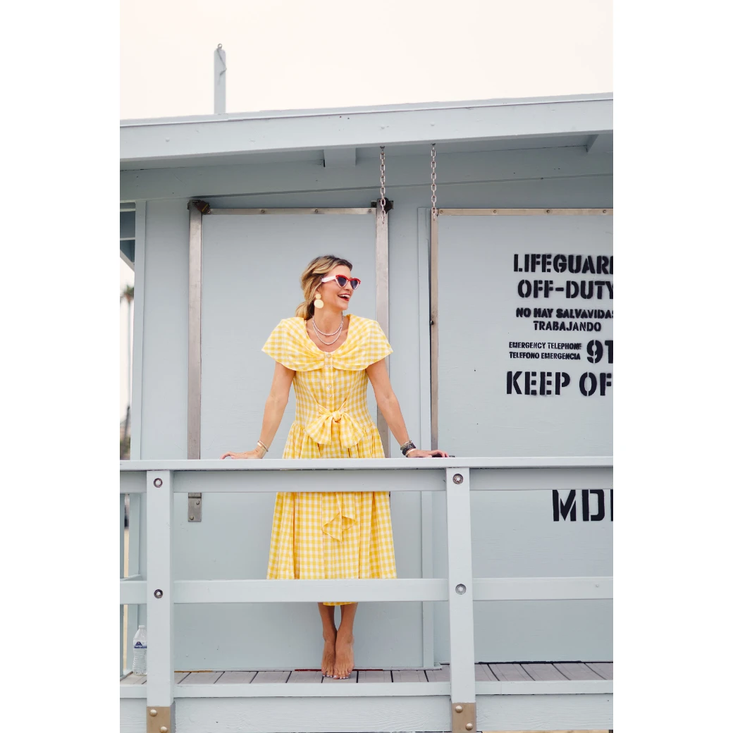 BURU White Label Shawl Dress MIDI - Yellow Gingham Clothing 10 BURU White Label Shawl Dress MIDI - Yellow Gingham Clothing