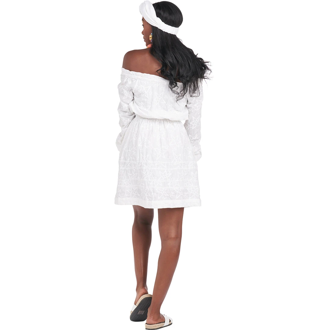 BURU White Label Clothing On & Off The Shoulder Mini Dress - White Star 14 BURU White Label Clothing On & Off The Shoulder Mini Dress - White Star