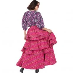 BURU White Label Teagan Tiered Skirt - Pink Stripe Clothing 36 BURU White Label Teagan Tiered Skirt - Pink Stripe Clothing