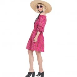BURU White Label On & Off The Shoulder Mini Dress - Pink Stripe Clothing