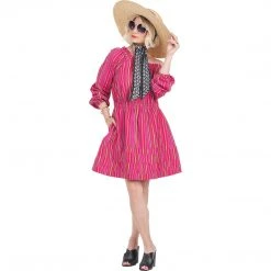 BURU White Label On & Off The Shoulder Mini Dress - Pink Stripe Clothing