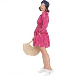 BURU White Label On & Off The Shoulder Mini Dress - Pink Stripe Clothing