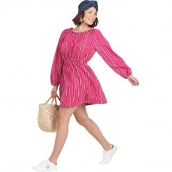 BURU White Label On & Off The Shoulder Mini Dress - Pink Stripe Clothing