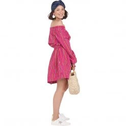 BURU White Label On & Off The Shoulder Mini Dress - Pink Stripe Clothing