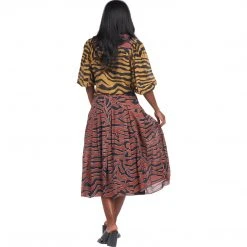 BURU White Label Tops Drawstring Henley Blouse - Animal Print - Final Sale