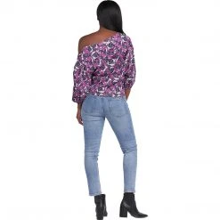 BURU White Label Button Sleeve Blouse - Purple Floral - Final Sale