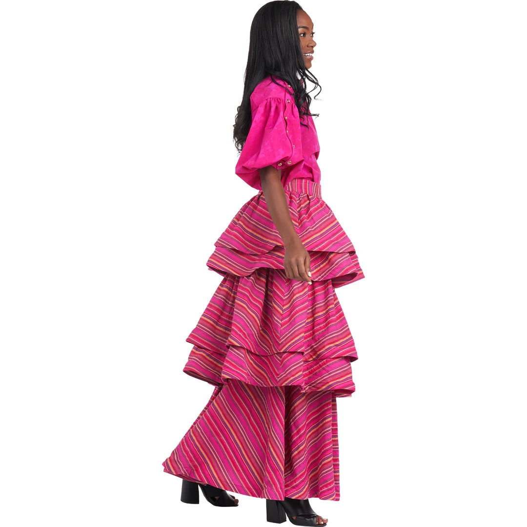 BURU White Label Teagan Tiered Skirt - Pink Stripe Clothing 9 BURU White Label Teagan Tiered Skirt - Pink Stripe Clothing