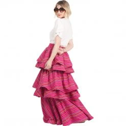 BURU White Label Teagan Tiered Skirt - Pink Stripe Clothing 24 BURU White Label Teagan Tiered Skirt - Pink Stripe Clothing