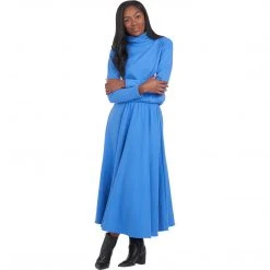 BURU White Label Side Zip Turtleneck Dress - Blue Clothing