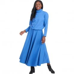 BURU White Label Side Zip Turtleneck Dress - Blue Clothing