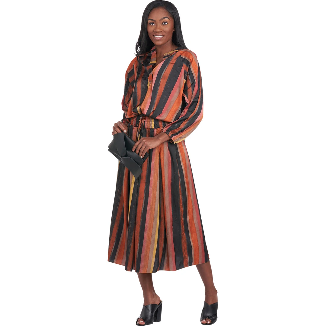 BURU White Label Drawstring Henley Blouse - Multi Stripe - Final Sale Clothing 14 BURU White Label Drawstring Henley Blouse - Multi Stripe - Final Sale Clothing