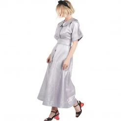 BURU White Label Peter Pan Collar Day Gown - MIDI - Silver