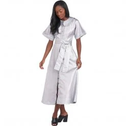 BURU White Label Peter Pan Collar Day Gown - MIDI - Silver