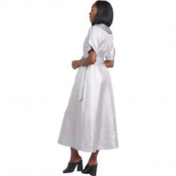 BURU White Label Peter Pan Collar Day Gown - MIDI - Silver
