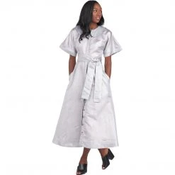 BURU White Label Peter Pan Collar Day Gown - MIDI - Silver