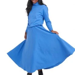 BURU White Label Side Zip Turtleneck Dress - Blue Clothing