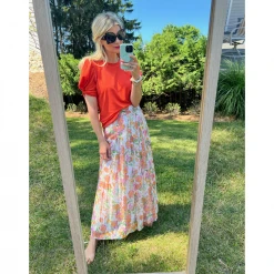 BURU White Label Sivas Statement Tee - Orange With White Stitching Tops