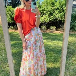 BURU White Label Sivas Statement Tee - Orange With White Stitching Tops