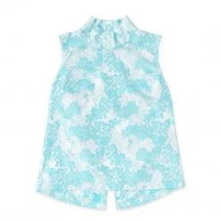 BURU White Label Sleeveless Mod Top - Aqua Brocade Clothing 18 BURU White Label Sleeveless Mod Top - Aqua Brocade Clothing