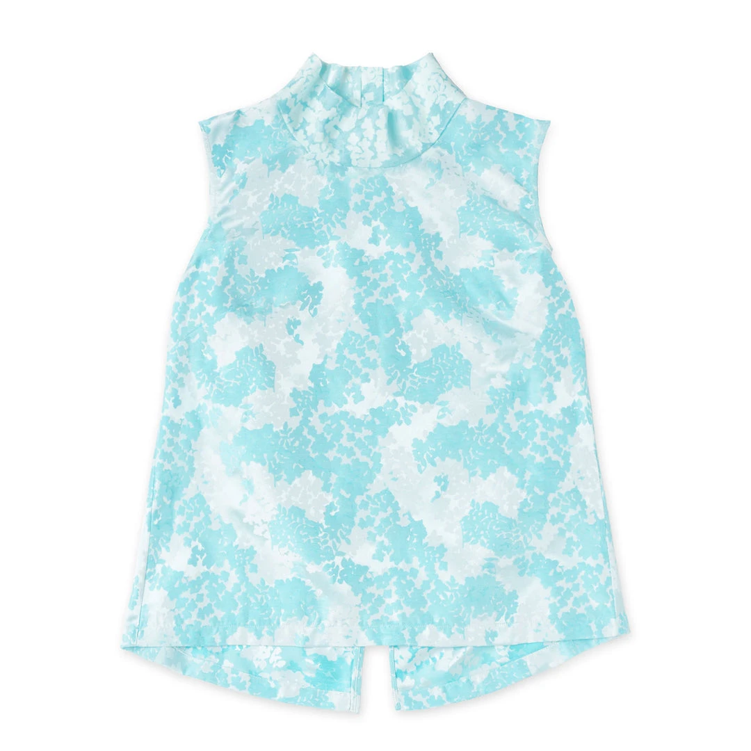 BURU White Label Sleeveless Mod Top - Aqua Brocade Clothing 9 BURU White Label Sleeveless Mod Top - Aqua Brocade Clothing