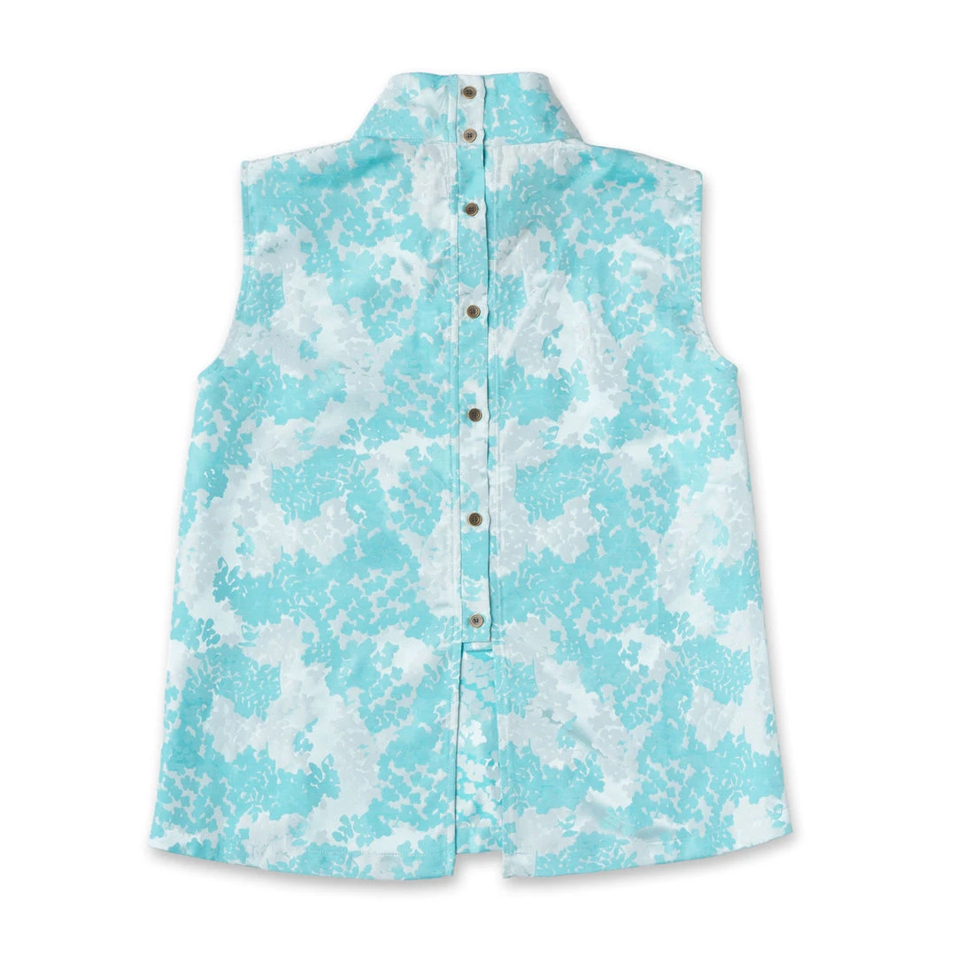 BURU White Label Sleeveless Mod Top - Aqua Brocade Clothing 8 BURU White Label Sleeveless Mod Top - Aqua Brocade Clothing