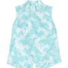 BURU White Label Sleeveless Mod Top - Aqua Brocade Clothing