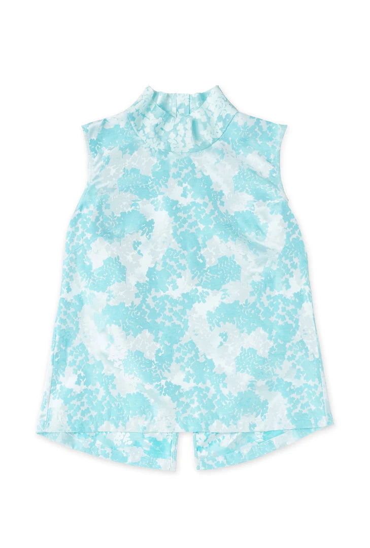 BURU White Label Sleeveless Mod Top - Aqua Brocade Clothing 3 BURU White Label Sleeveless Mod Top - Aqua Brocade Clothing