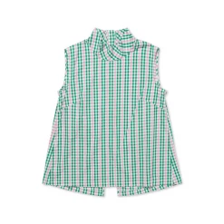 BURU White Label Clothing Sleeveless Mod Top - Green & Pink Plaid