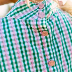 BURU White Label Clothing Sleeveless Mod Top - Green & Pink Plaid