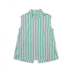 BURU White Label Clothing Sleeveless Mod Top - Green & Pink Plaid