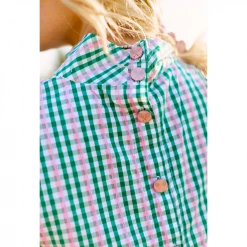 BURU White Label Clothing Sleeveless Mod Top - Green & Pink Plaid