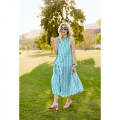 BURU White Label Clothing Sleeveless Mod Top - Green & Pink Plaid