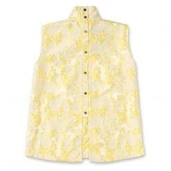 BURU White Label Sleeveless Mod Top - Yellow Brocade Clothing