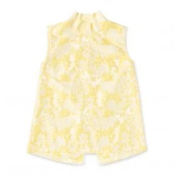 BURU White Label Sleeveless Mod Top - Yellow Brocade Clothing