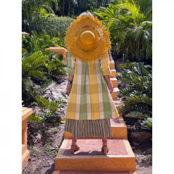 BURU Pink Label Clothing Sleeveless Placket Front Shirtdress - Green Stripe