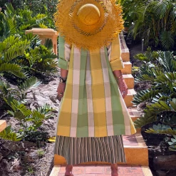 BURU Pink Label Clothing Sleeveless Placket Front Shirtdress - Green Stripe