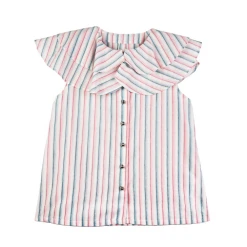 BURU Pink Label Sleeveless Ruffle Blouse - Candy Stripe Clothing